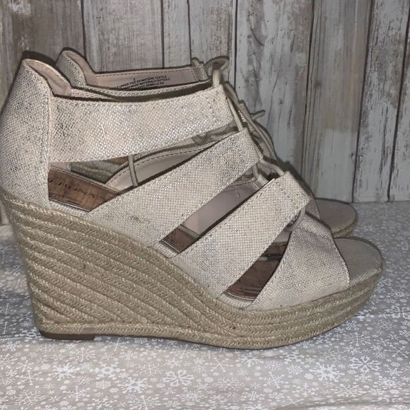 Merona Lace Up Espadrille Wedge Platform Sandals Size 9 - Picture 2 of 11